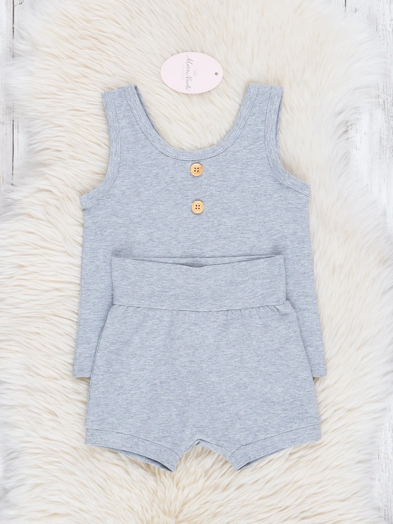 Unisex Cotton Tank & Shorts Outfit - Heather Grey