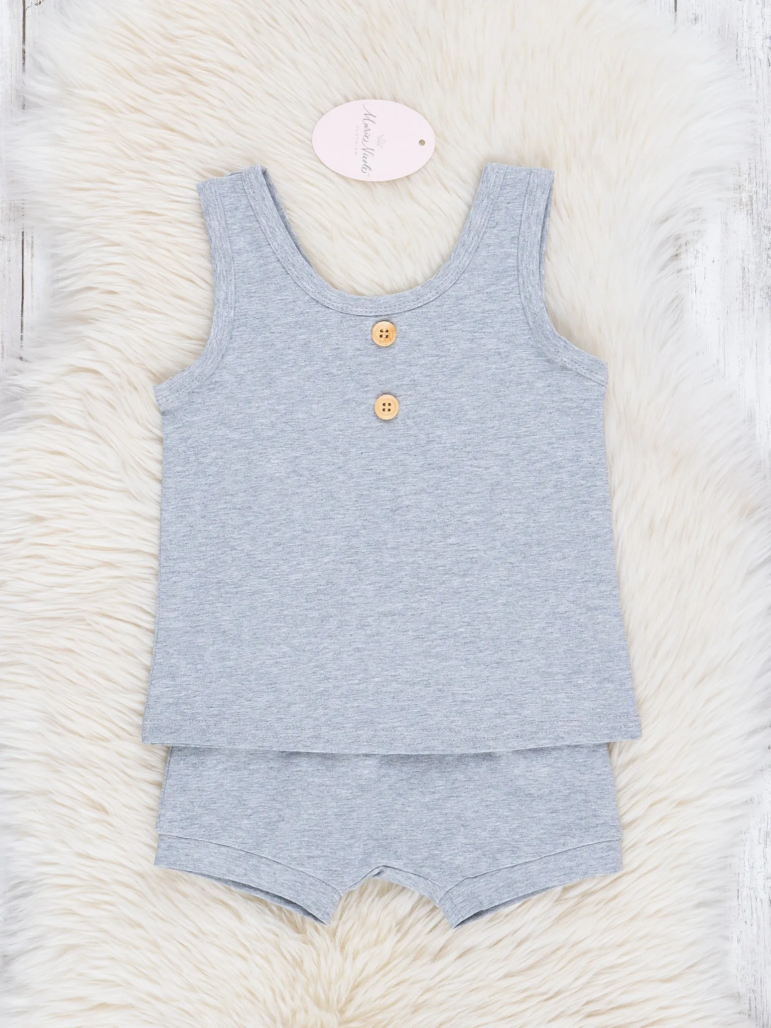 Unisex Cotton Tank & Shorts Outfit - Heather Grey