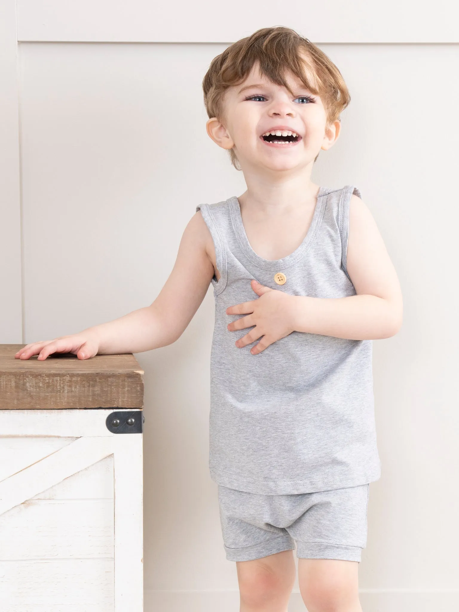 Unisex Cotton Tank & Shorts Outfit - Heather Grey